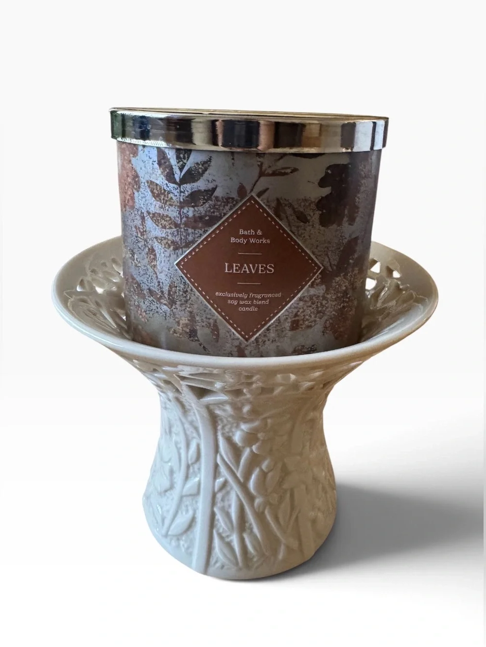 Bath & Body Works Leaves Candle - Brown and Gold